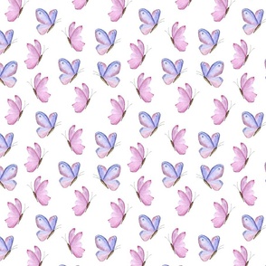 Purple and Pink Butterflies on White (SMALL)