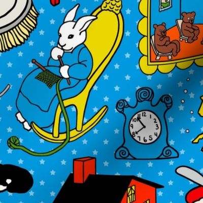 Large Scale Goodnight Moon Children's Storybook Classic on Blue