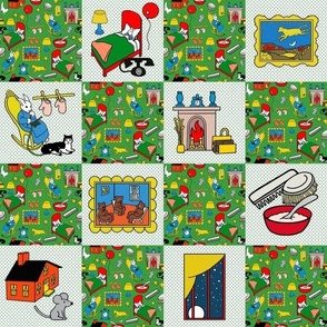 Smaller Scale Patchwork 3" Squares Goodnight Moon Children's Classic Storybook for Cheater Quilt or Blanket
