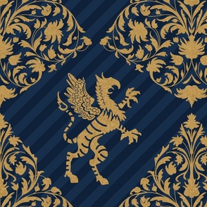 Golden Gryphon and floral ornament Medieval heraldic coat of arms - medium scale