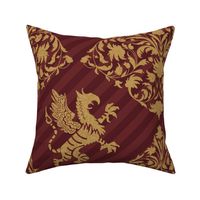 Golden Gryphon and floral ornament Medieval heraldic coat of arms - medium scale