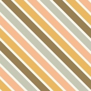 Vintage Diagonal Stripes // Grey, Peach, Yellow, Tan // 