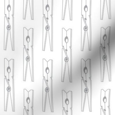 grey and white spring clothespins