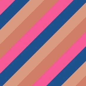 Smaller Scale - Diagonal Cabana Stripes in Electric Neutral Rainbow