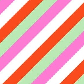Smaller Scale - Diagonal Cabana Stripes in Italian Gelato Rainbow