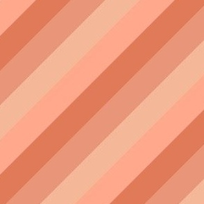 Smaller Scale - Diagonal Cabana Stripes in Peachy Keen Rainbow