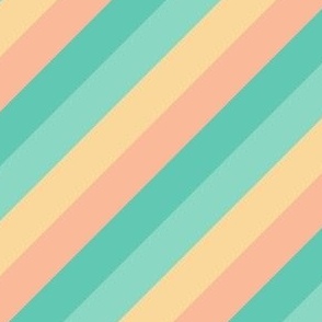 Smaller Scale - Diagonal Cabana Stripes in Retro Beach Taffy Rainbow