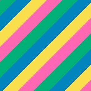 Smaller Scale - Diagonal Cabana Stripes in Vacation Rainbow
