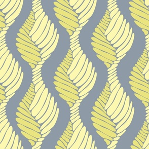 Woven Wave 3 Yellow on Blue Grey 