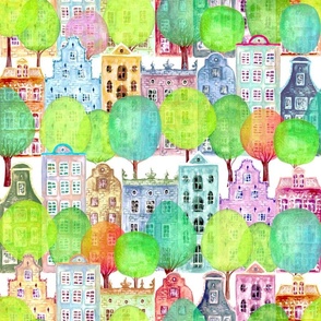 Watercolor green city