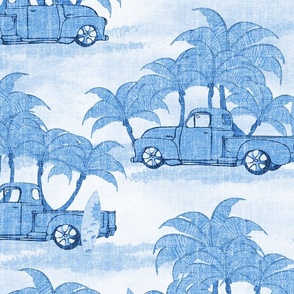 Wallpaper Grandpa's Beach Truck in Blue Linen 