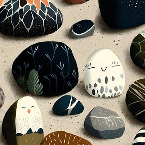 Whimsical Painted Rock Collection (Hidden Animal Friends) - Medium Scale