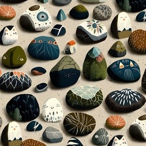 Whimsical Painted Rock Collection (Hidden Animal Friends) - Small Scale