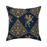 Golden Gryphon and floral ornament Medieval heraldic coat of arms - small scale