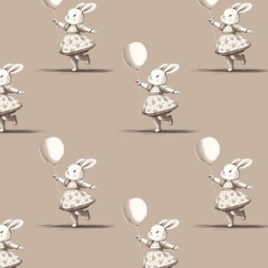 Girls Room Bunny Balloon Pattern Print