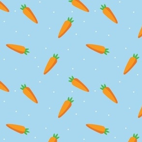 Carrots on Blue Background, Polka Dots, Easter Carrots, Fun Carrots 