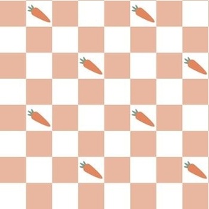 Retro Checkered Carrots, Vintage Pink Picnic Pattern, Checkerboard Easter 