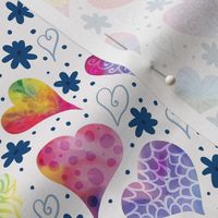 whimsical rainbow hearts on white small scale 6"