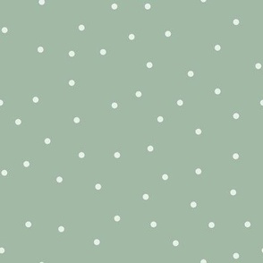 Small Polka Dots, Sage and White Polka Dots, Tiny Dots, Scattered Dots 