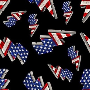 PATRIOTIC BOLTS SCATTERED, BLACK