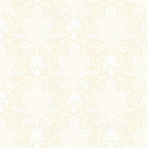 Mesh Lace Ogee Damask in Subtle Ivory and White