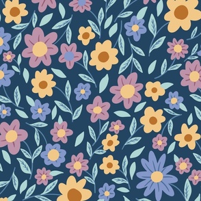 Ditzy Floral - Jumbo Scale - Blue/Purple/Yellow