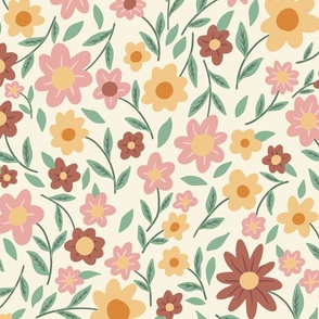 Ditzy Floral - Jumbo Scale - Boho Muted Colors