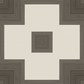 XL Warm Neutral Swiss Cross Square Design Browns and Beige