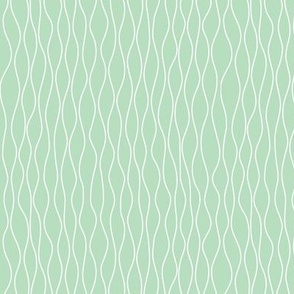 White wavy lines on mint green - subtle mushroom gills, home decor, quilt fabric