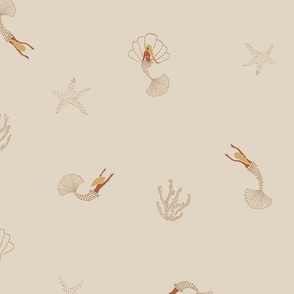 LARGE Simple mermaids_ warm beige tan brown