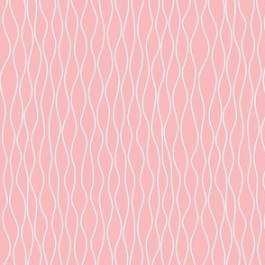 White wavy lines on rose pink - subtle mushroom gills, home decor, quilt fabric
