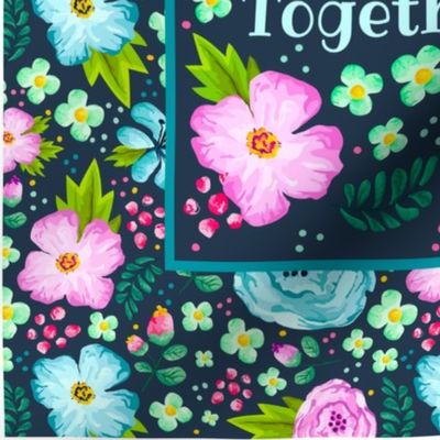 14x18 Panel Get Your Shit Together Sarcastic Sweary Floral on Navy for DIY Garden Flag Small Wall Hanging or Towel