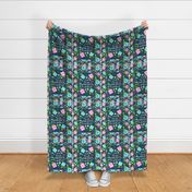 14x18 Panel Get Your Shit Together Sarcastic Sweary Floral on Navy for DIY Garden Flag Small Wall Hanging or Towel