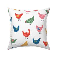 Happy Chickens on White bright - 3 inch