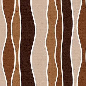 boho earth wonky stripes - earth tone - rustic wave stripes wallpaper and fabric