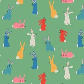 Bright Bunnies on Green - 1 1/2 inch