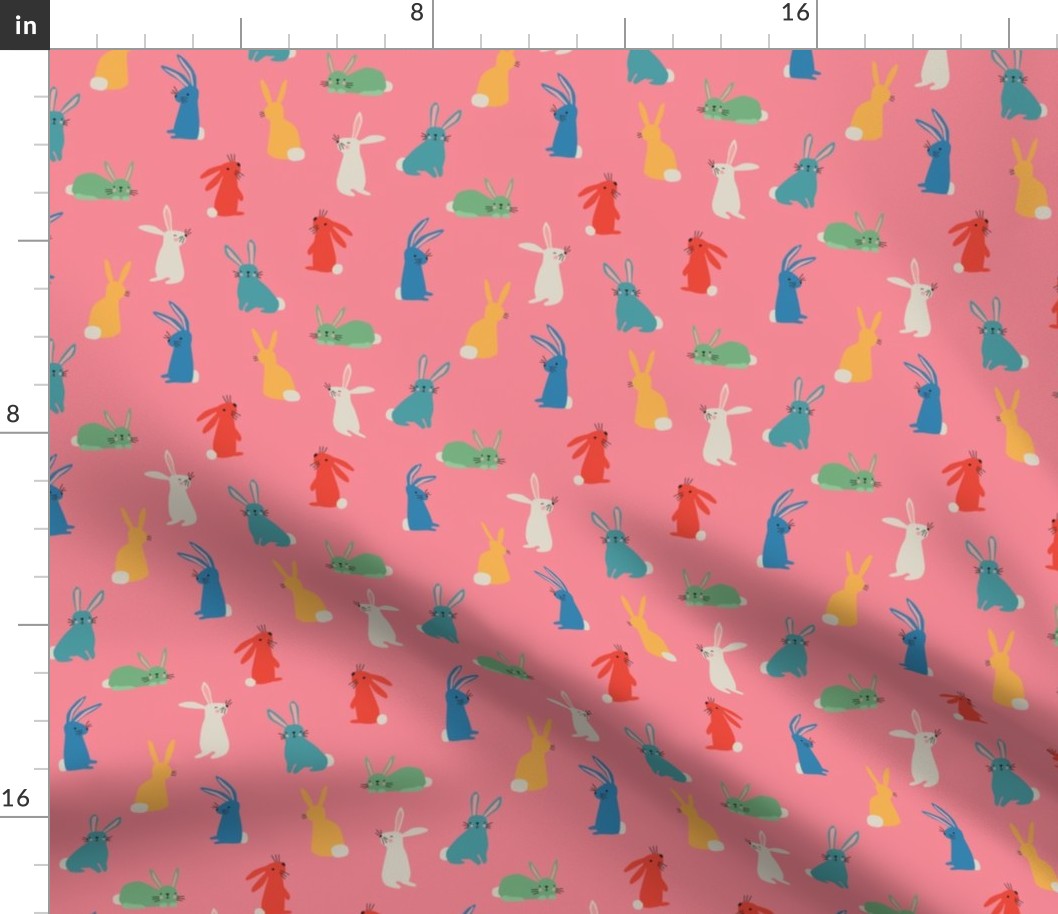 Bright Bunnies on Pink - 1 1/2 inch