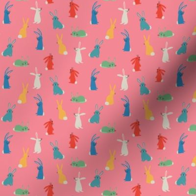 Bright Bunnies on Pink - 3/4 inch