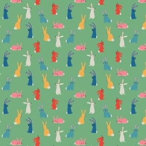 Bright Bunnies on Green bright - 3/4 inch