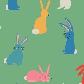 Bright Bunnies on Green bright - 3 inch