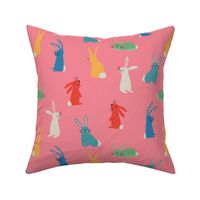 Bright Bunnies on Pink bright - 3 inch
