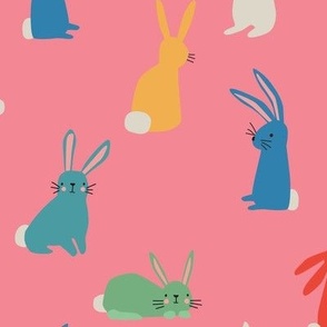 Bright Bunnies on Pink bright - 3 inch