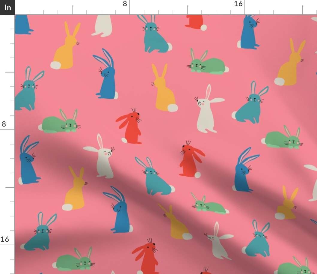 Bright Bunnies on Pink bright - 3 inch