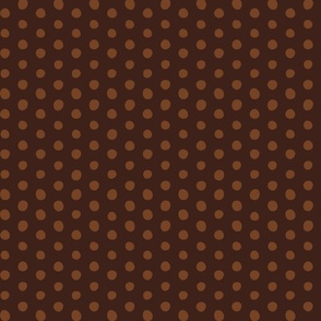 saddle crooked dots on dark oak - earth tone polka dots - dots fabric and wallpaper