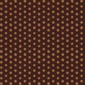 santa fe crooked dots on dark oak - earth tone polka dots - dots fabric and wallpaper