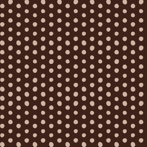 sand crooked dots on dark oak - earth tone polka dots - dots fabric and wallpaper