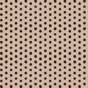 dark oak crooked dots on sand - earth tone polka dots - dots fabric and wallpaper