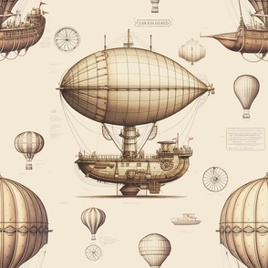 Airship Print Lithograph Pattern