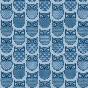 Blue Retro Owls