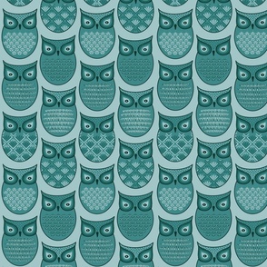 Teal Retro Owls